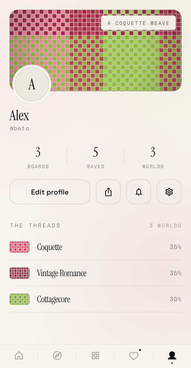 Profile: your taste woven into a fabric of worlds